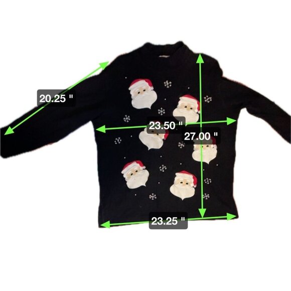 Bechamel Black Mock Neck Santa Embroidered Pullover Top Sz XL - Picture 8 of 8